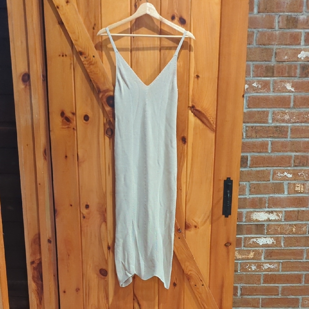 Leith Beige Ribbed Knit Dress